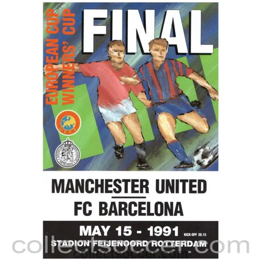 1991 Cup Winners Cup Final Official Programme Manchester United v Barcelona - Collect Soccer
