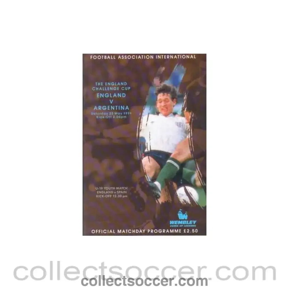 1991 England v Argentina Programme 25/05/1991 - Collect Soccer