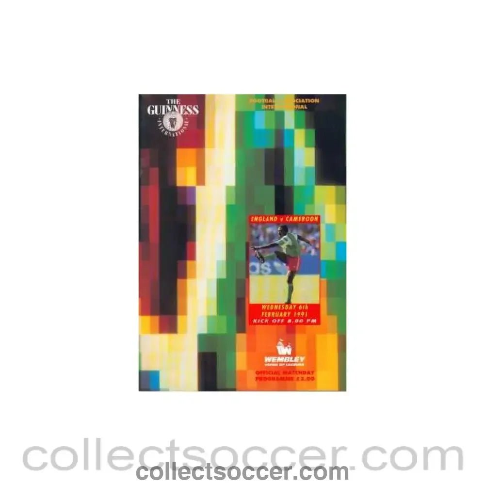 1991 England V Cameroon Programme 06/02/1991 - Collect Soccer