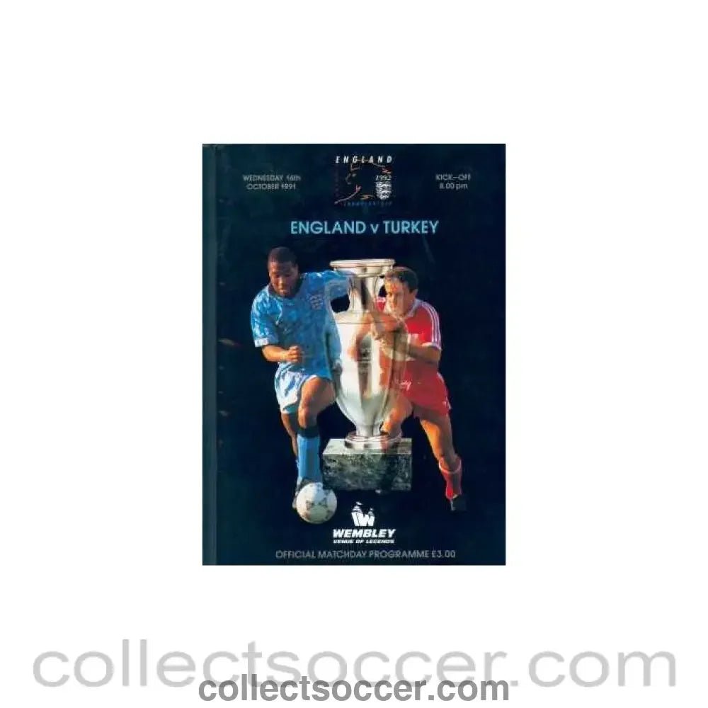 1991 England V Turkey Programme16/10/1991 - Collect Soccer
