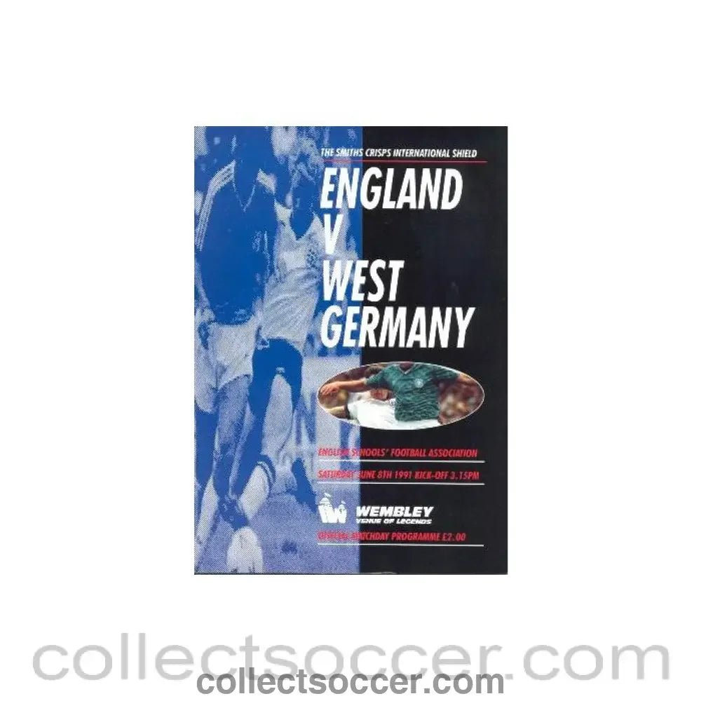1991 England v West Germany official programme 08/06/1991 English Schools F.A. - Collect Soccer