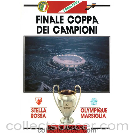 1991 European Cup Final Official Programme Red Star v Olympic Marseille - Collect Soccer