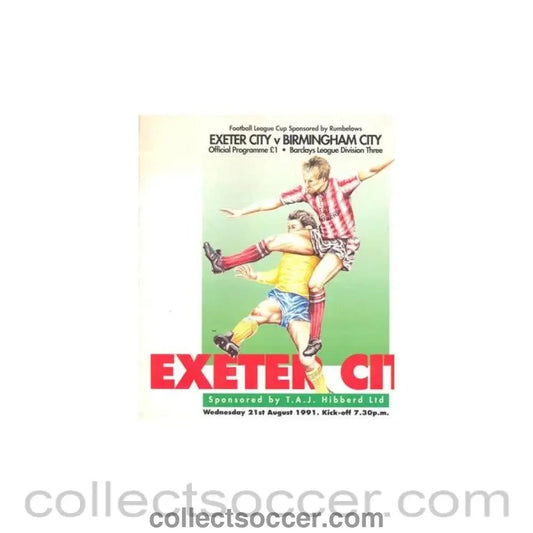 1991 - Exeter City v Birmingham City official programme 21/08/1991 Football League - Collect Soccer