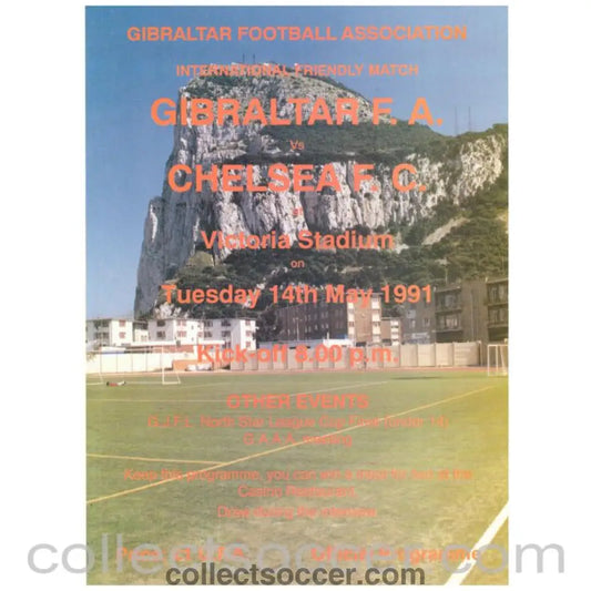 1991 Gibraltar v Chelsea Football Programme - Collect Soccer