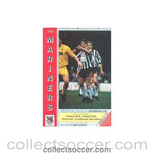 1991 - Grimsby Town v Rotherham United official programme 27/08/1991 Rumbelows League Cup - Collect Soccer