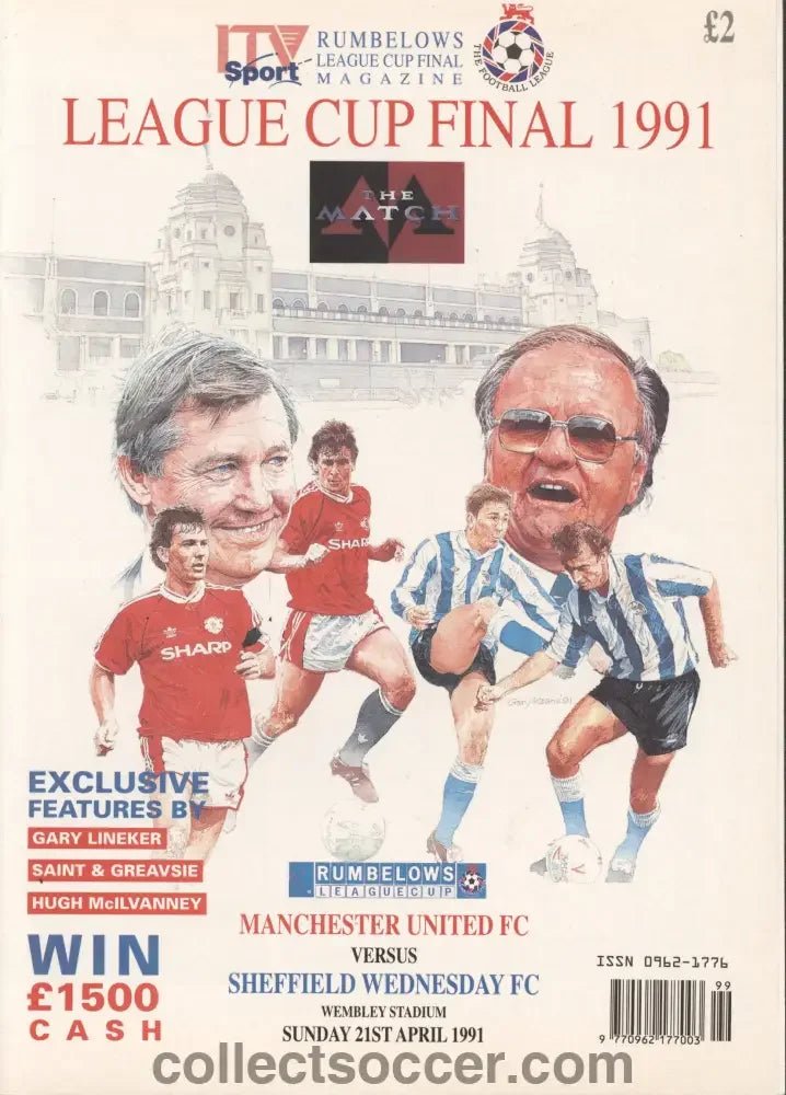 1991 League Cup Final ITV produced programme Manchester United v Sheffield Wednesday - Collect Soccer