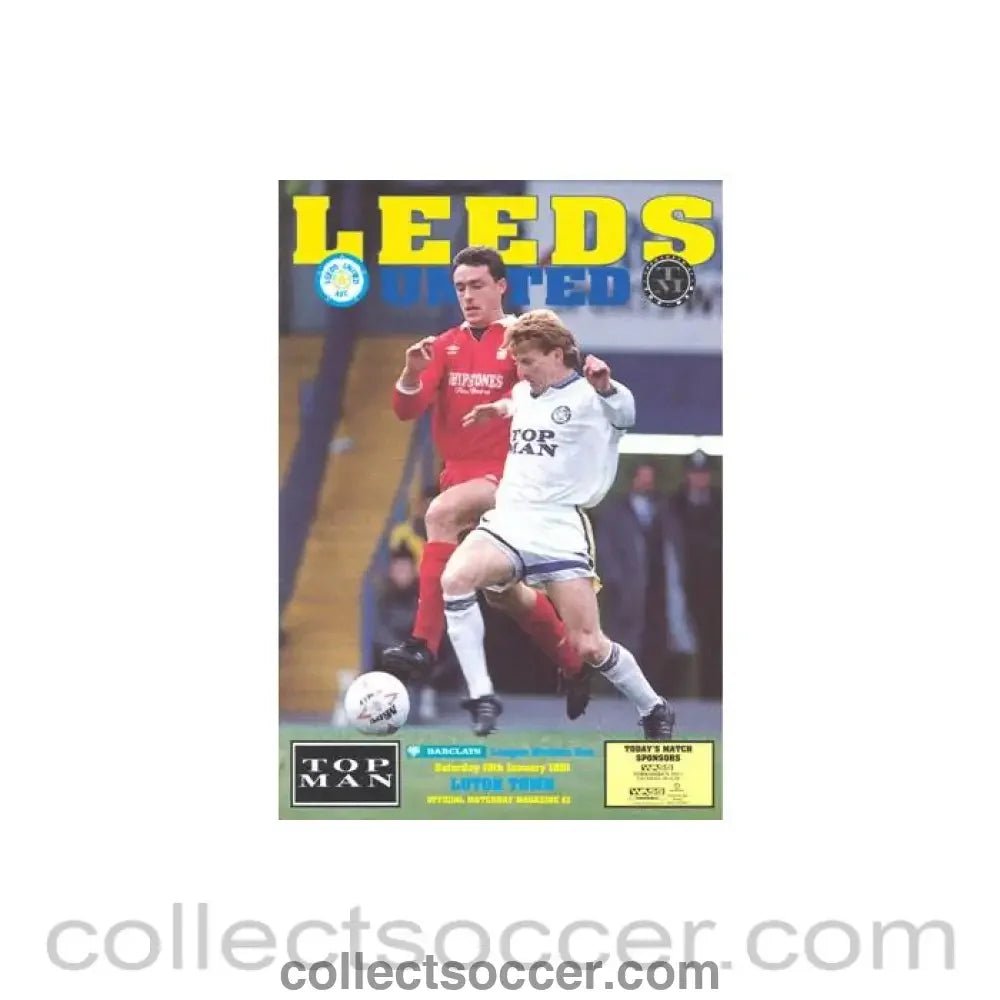 1991 - Leeds United v Luton Town official programme 19/01/1991 Football League - Collect Soccer