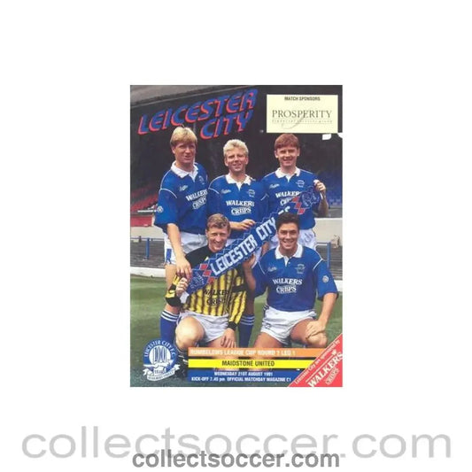 1991 - Leicester City v Maidstone United official programme 21/08/1991 Rumbelows League Cup - Collect Soccer
