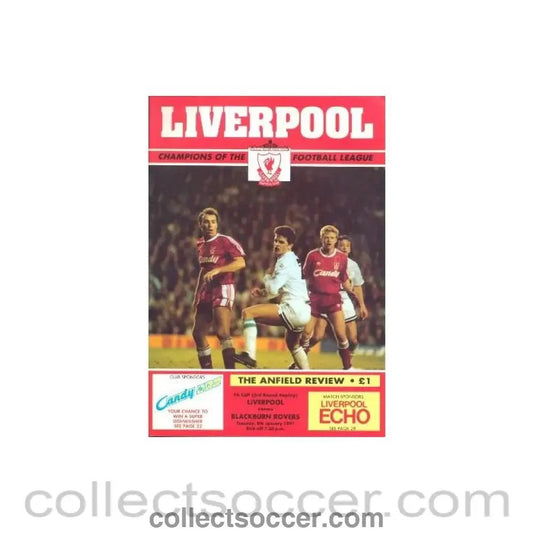 1991 - Liverpool v Blackburn Rovers official programme 08/01/1991 - Collect Soccer