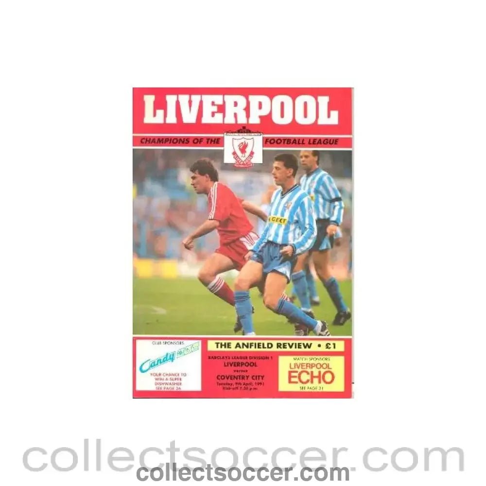1991 - Liverpool v Coventry City official programme 09/04/1991 - Collect Soccer