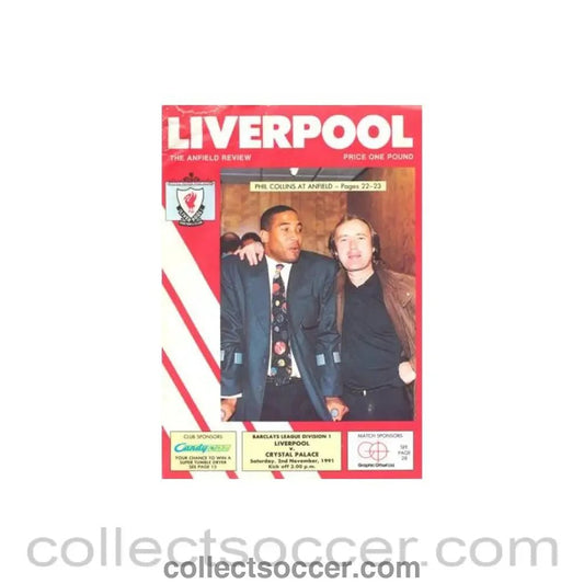 1991 - Liverpool v Crystal Palace official programme 02/11/1991, reduced price - Collect Soccer