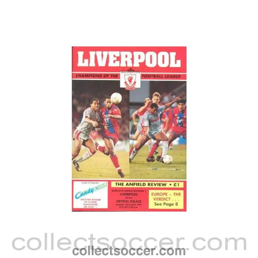 1991 - Liverpool v Crystal Palace official programme 23/04/1991 - Collect Soccer