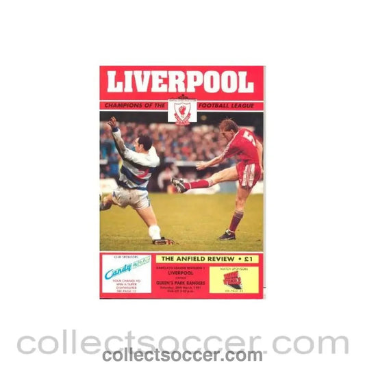 1991 - Liverpool v Queen's Park Rangers official programme 30/03/1991 - Collect Soccer