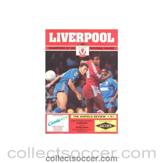 1991 - Liverpool v Wimbledon official programme 19/01/1991 - Collect Soccer