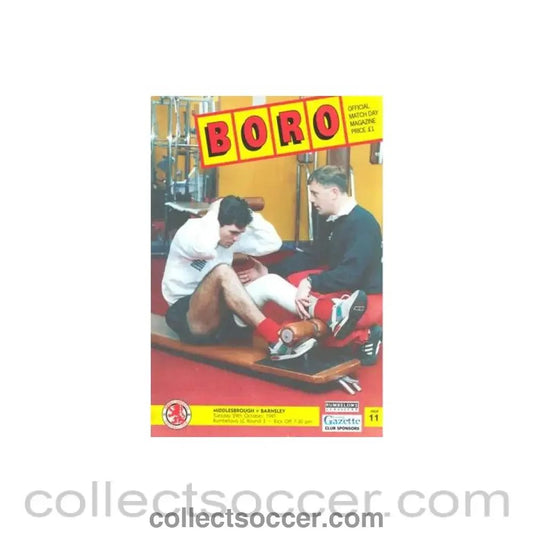 1991 - Middlesbrough v Barnsley official programme 29/10/1991 Rumbelows League Cup - Collect Soccer