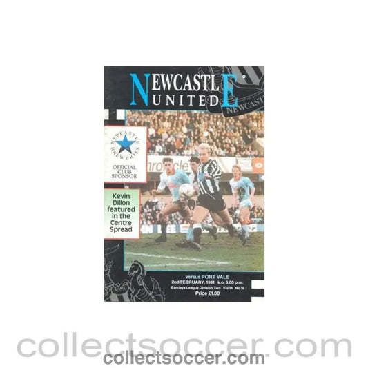 1991 - Newcastle United v Port Vale official programme 02/02/1991 Football League - Collect Soccer