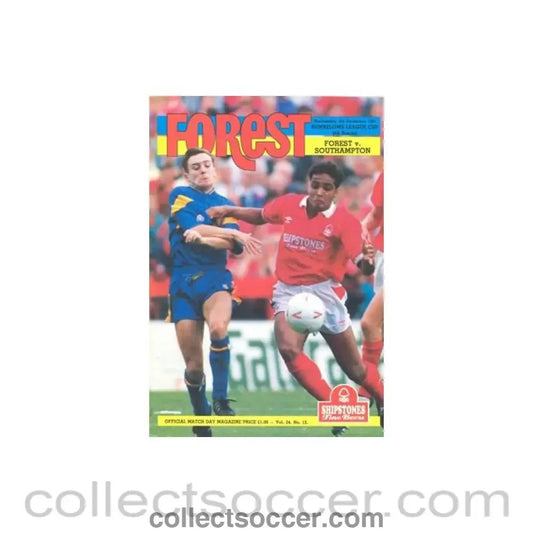 1991 - Nottingham Forest v Southampton official programme 04/12/1991 Rumbelows League Cup - Collect Soccer