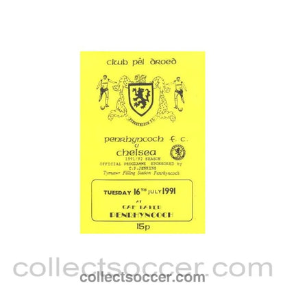 1991 - Penrhyncoch vChelsea official programme 16/07/1991 - Collect Soccer