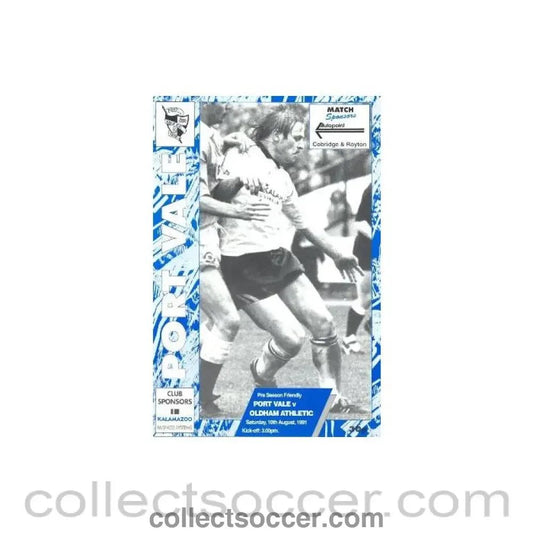 1991 - Port Vale v Oldham Athletic official programme 10/08/1991 - Collect Soccer