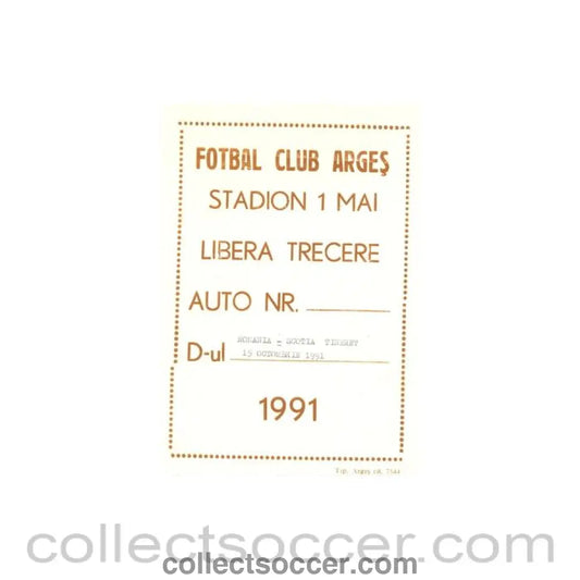 1991 Romania v Scotland played in Romania pass Romanian produced in Romanian language 15/10/1991 - Collect Soccer