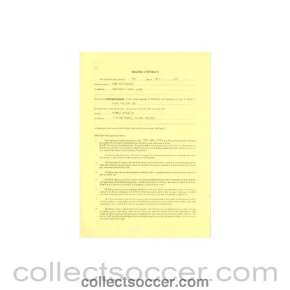 1991 - Trainee Player Contract between Anthony Harrison and Wigan Athletic of 08/07/1991 - Collect Soccer