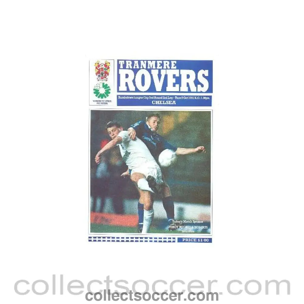 1991 - Tranmere Rovers vChelsea official programme 08/10/1991