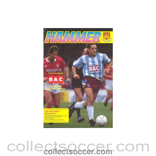 1991 - West Ham United v Bradford official programme 09/10/1991 - Collect Soccer