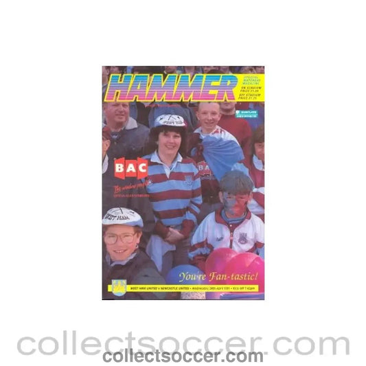 1991 - West Ham United v Newcastle United official programme 24/04/1991 - Collect Soccer