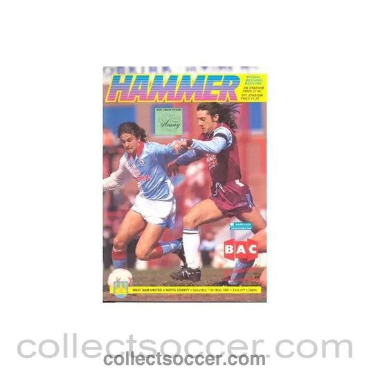 1991 - West Ham United v Notts County official programme 11/05/1991 - Collect Soccer