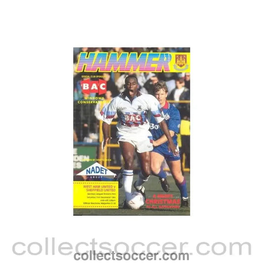 1991 - West Ham United v Sheffield United official programme 21/12/1991 - Collect Soccer