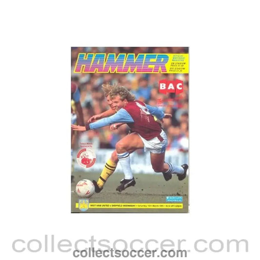 1991 - West Ham United v Sheffield Wednesday official programme 16/03/1991 - Collect Soccer