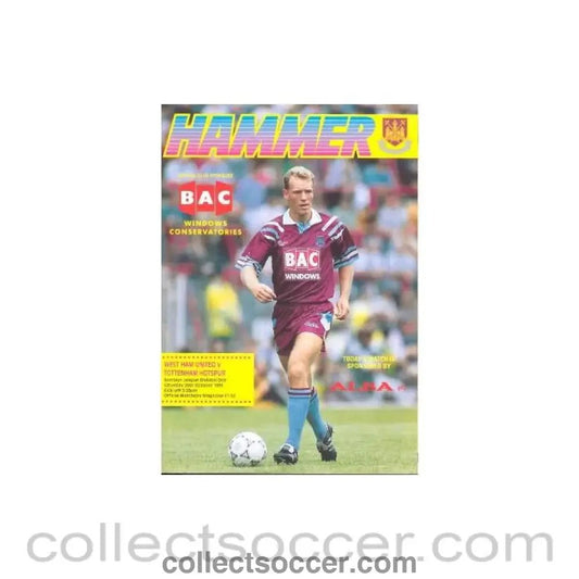 1991 - West Ham United v Tottenham Hotspur official programme 26/10/1991 - Collect Soccer