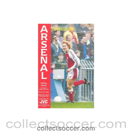 1992 - Arsenal v Crystal Palace official programme 11/04/1992