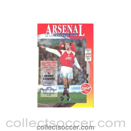 1992 - Arsenal v Derby County official programme 01/12/1992 Coca Cola Cup Replay