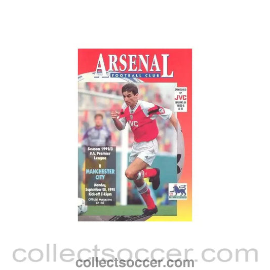 1992 - Arsenal v Manchester City official programme 28/09/1992 Premier League