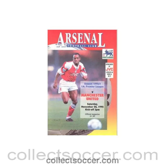 1992 - Arsenal v Manchester United official programme 28/11/1992 Premier League