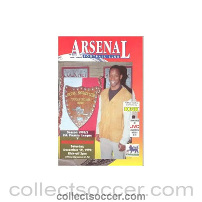 1992 - Arsenal v Middlesbrough official programme 19/12/1992 Premier League