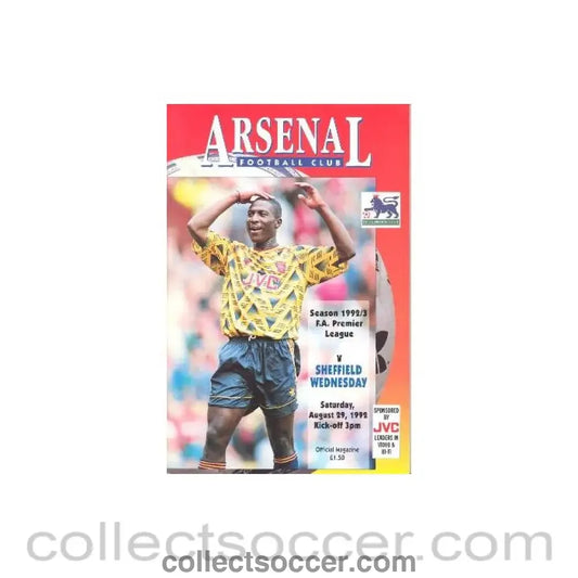 1992 - Arsenal v Sheffield Wednesday official programme 29/08/1992 Premier League