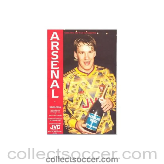 1992 - Arsenal v Wimbledon official programme 01/01/1992 Football League
