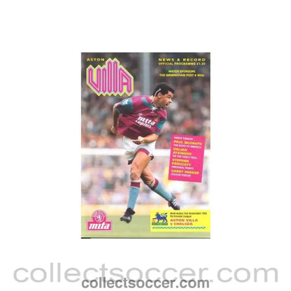 1992 - Aston Villa vChelsea official programme 02/09/1992 Premier League - Collect Soccer