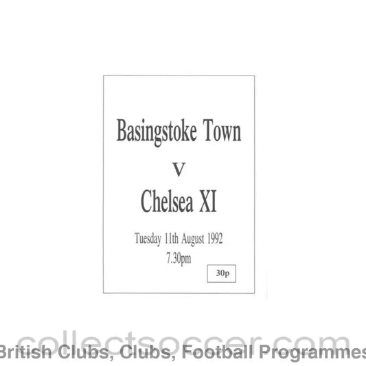 1992 - Basingstoke Town vChelsea XI official programme 11/08/1992 Friendly Match