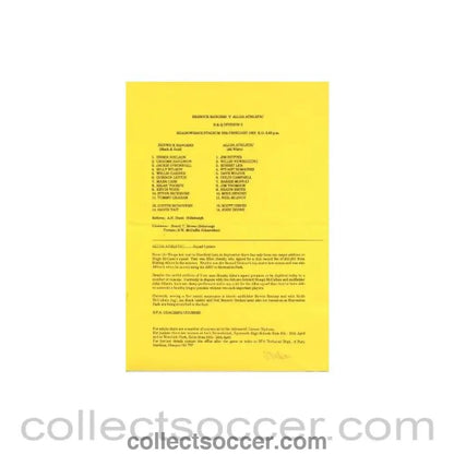 1992 - Berwick Rangers v Alloa Athletic official programme 15/02/1992 Scottish League - Collect Soccer