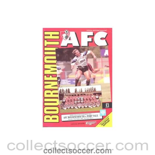 1992 - Bournemouth v Port Vale official programme 22/08/1992 Football League