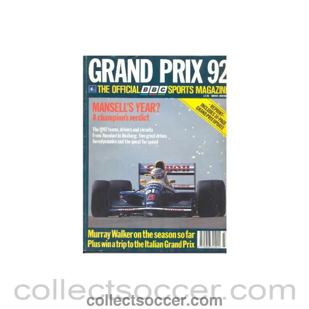 1992 - Car Racing - Grand Prix 1992 The Official BBC Sports Magazine - Collect Soccer