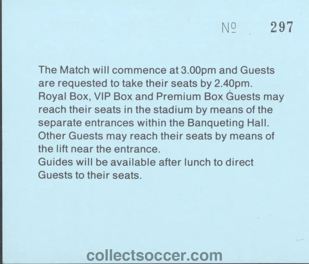 1992 Charity Shield Leeds United v Liverpool Blue Luncheon VIP Ticket