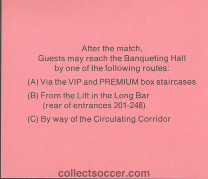 1992 Charity Shield Leeds United v Liverpool Players Guest Ticket Post Game