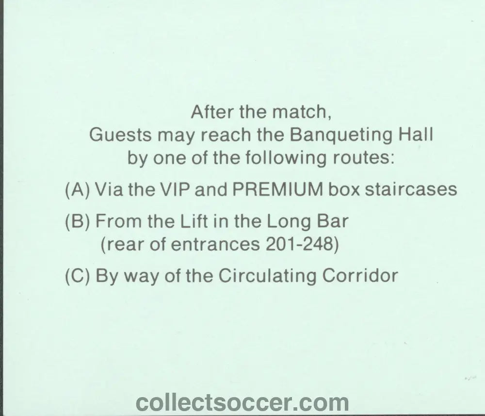 1992 Community Shield Leeds United v Liverpool Post Match Banqueting Hall Green Ticket