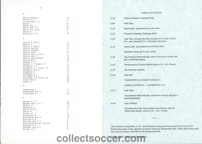 1992 Charity Shield Leeds United v Liverpool Programme of Arrangements - view 3