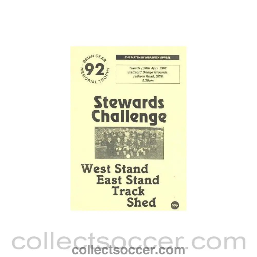 1992 - Chelsea Stewards Challenge - West Stand - East Stand - Track - Shed official programme 28/04/1992 - Collect Soccer