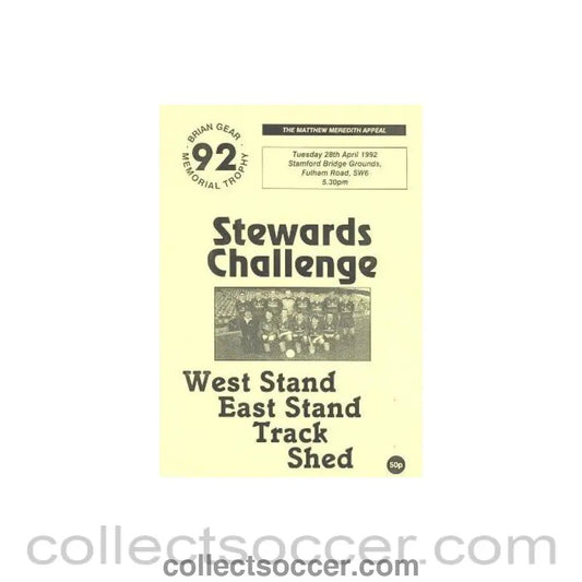1992 - Chelsea Stewards Challenge - West Stand - East Stand - Track - Shed official programme 28/04/1992 - Collect Soccer